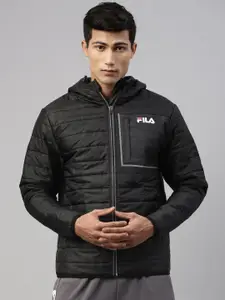 FILA Men Black Solid Padded Jacket