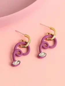 SOHI Purple Contemporary Drop Earrings