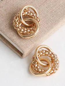 SOHI Gold-Toned Contemporary Drop Earrings