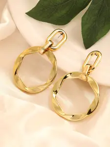 SOHI Gold-Toned Circular Drop Earrings