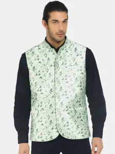 V-Mart Men Green Printed Nehru Jackets