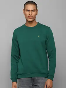 Allen Solly Men Green Solid Cotton Sweatshirt