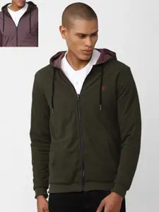 Van Heusen Sport Men Green Hooded Reversible Sweatshirt