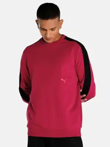 Puma Men Red X 1DER Crew Cotton Regular Fit Solid Sports Sweatshirt