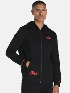 Puma Men Black 1DER KL Rahul Core Logo Hoodie Outdoor Sporty Jacket