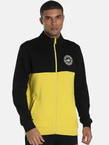 Puma Men Yellow Black Colourblocked X 1DER KL Rahul Varsity Cotton Sporty Jacket