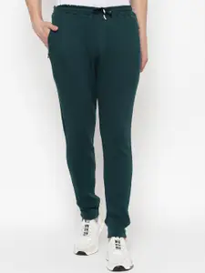 Pause Sport Men Green Solid Slim-Fit Cotton Joggers