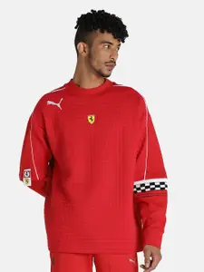 PUMA Motorsport Men Red Ferrari Race Statement Crew Solid Motor Sports Sweatshirt