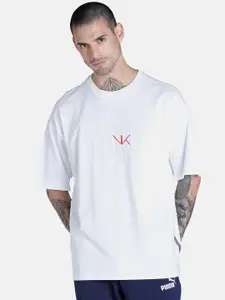 one8 x PUMA Men White Printed One8 Virat Kohli Premium Cotton Oversized T-shirt