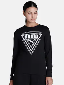 Puma Women Regular Fit Typography Printed Cotton Sweatshirt