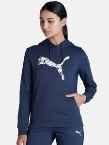 Puma Women Printed Cotton Regular Fit Hooded Sweatshirt