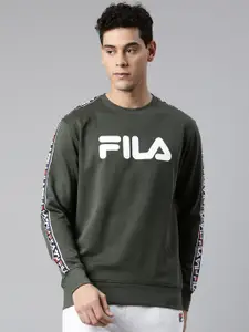 FILA Men Green Printed Cotton Sweatshirt