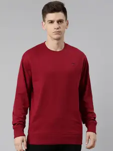 FILA Men Red Pull Over Cotton Sweatshirt