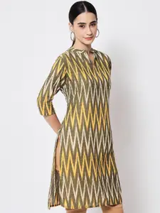 Vastraa Fusion Mandarin Collar Chevron Printed Pure Cotton Kurta