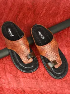 Ajanta Men Tan Textured Comfort Sandals
