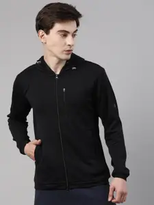 Proline Active Men Black Solid Hooded Sweatshirt