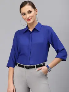 Style Quotient Women Blue Solid Smart Formal Shirt