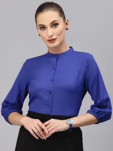 Style Quotient Women Blue Solid Smart Casual Shirt