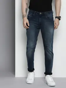 The Indian Garage Co Men Carrot Fit Low Distress Light Fade Jeans