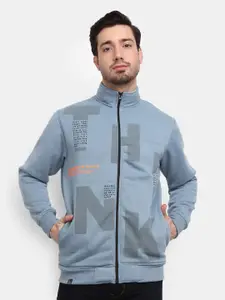 V-Mart Men Blue Typography Printed Fleece Sweatshirt