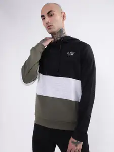 BEN SHERMAN Men Black Colourblocked Hooded Sweatshirt