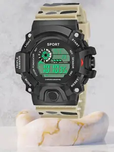 Shocknshop Men Black Dial & Beige Straps Digital Multi Function Watch Watch315Skin