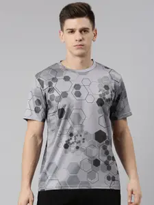 FILA Men Grey Geometric Printed T-shirt