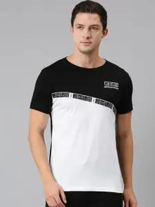 FILA Men Black Colourblocked Organic Cotton T-shirt