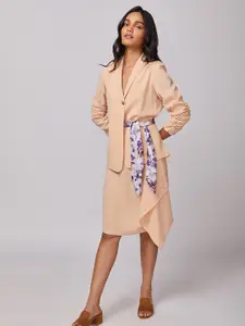 NOT SO PINK Women Ruched Sleeve Blazer With Tie up