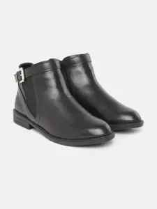 Carlton London Women Black Solid Mid-Top Chelsea Boots