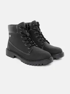 Carlton London Women Black Solid Mid-Top Regular Boots