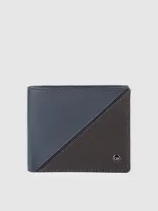 Peter England Men Blue & Black Colourblocked Two Fold Wallet