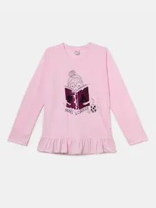V-Mart Girls Pink Printed T-shirt