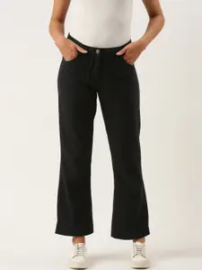 IVOC Women Black Solid Pure Cotton Mid-Rise Bootcut Jeans