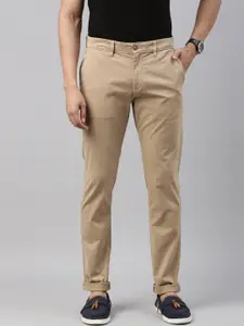 American Bull Men Brown Slim Fit Cotton Chinos Trousers