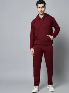 GRIFFEL GRIFFEL Men Maroon Solid Tracksuits