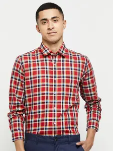 max Men Red Classic Checked Cotton Casual Shirt