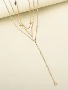 Voylla Women Gold-Toned Brass Gold-Plated Layered Necklace