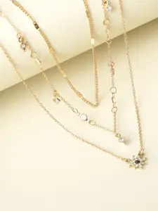 Voylla Women Gold-Toned & White Brass Gold-Plated Layered Necklace