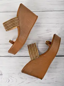 Jove Bronze-Toned Embellished Wedge Heels