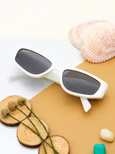 Ted Smith White Aesthetic Cat-Eye Sunglasses Women With UV Protected Lens