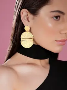 Rubans Gold-Plated Circular Drop Earrings