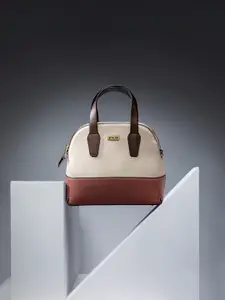 ESTALON Colourblocked PU Shopper Handheld Bag with Detachable Strap Handbags