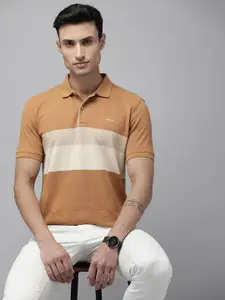 Van Heusen Men Colourblocked Polo Collar Pure Cotton T-shirt