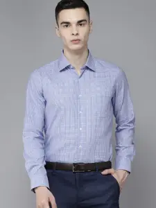 Van Heusen Slim-Fit Grid Tattersall Checked Pure Cotton Formal Shirt