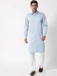 MAXENCE Men Blue Pure Cotton Kurta with Pyjamas