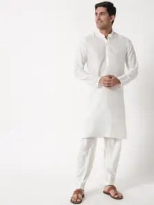 MAXENCE Men White Pure Cotton Kurta with Pyjamas