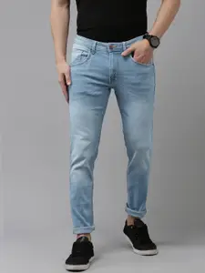 V Dot Men Skinny Fit Heavy Fade Stretchable Mid-Rise Jeans