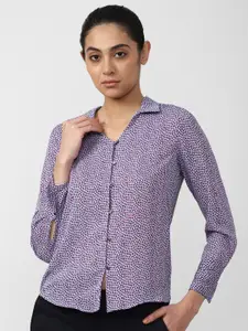 Van Heusen Woman Women Purple Geometric Printed Formal Shirt