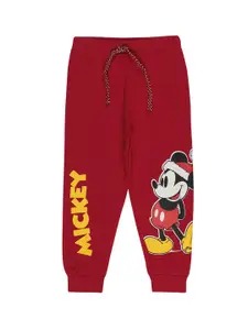 Bodycare Kids Boys Maroon Mickey Mouse Printed Cotton Joggers